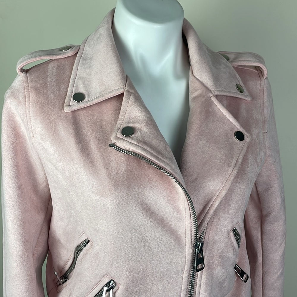 Faux Suede Zip Front Moto Jacket - Picture 4 of 8